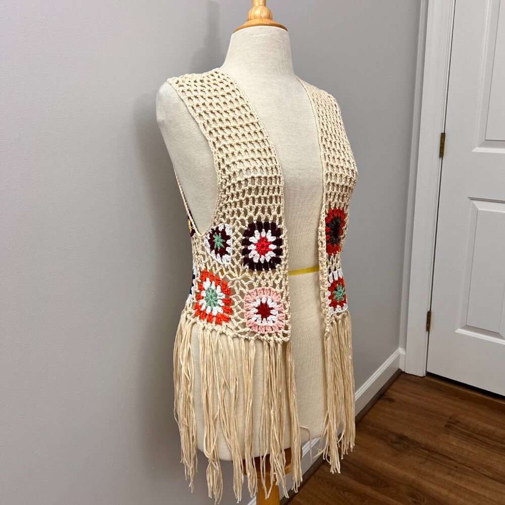 Granny Square Crochet Paul McCartney Sweater Vest Edith Handmade Sz M - Picture 9 of 9